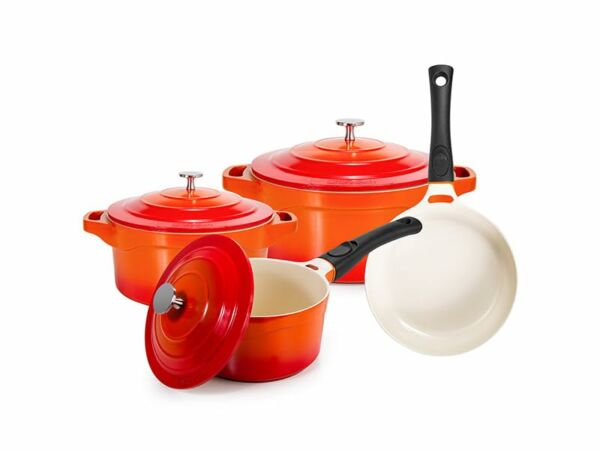 Conjunto de Caçarola e Panela Premier Le Cook Antiaderente Revestimento Cerâmica Laranja 4 Peças