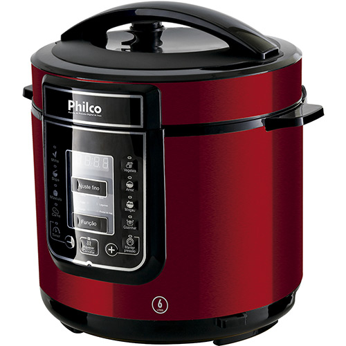 Panela De Pressão Digital 6l Inox Vermelho Pppv 01 127v