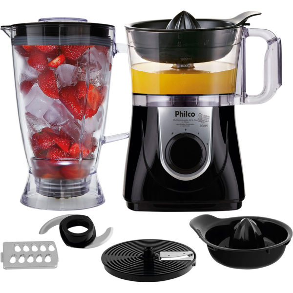 Processador All In One Citrus Preto 1,2L 127V + Liquidificador 2,2L + Espremedor de frutas 800W - Philco