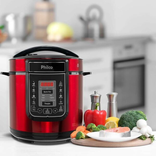 Panela De Pressão Digital 6l Inox Vermelho PPPV 01 127v - Imagem 4