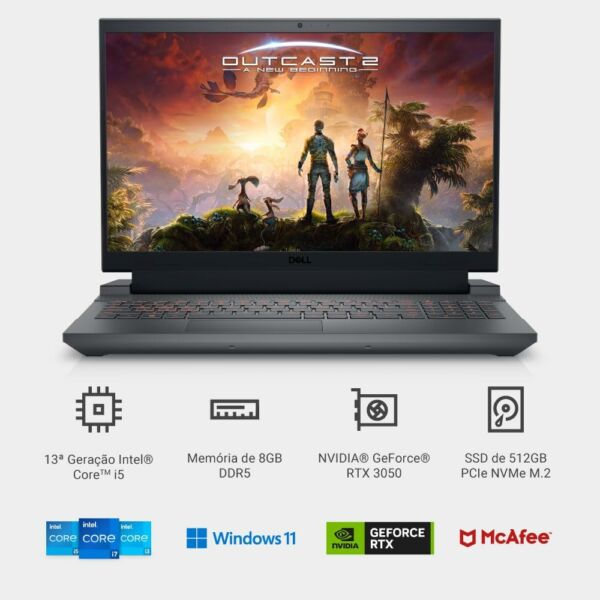 Notebook Dell Gaming G15-i1300-A20P 15.6" FHD 13ª Geração Intel Core i5 8GB 512GB SSD NVIDIA RTX 3050 Windows 11 - Imagem 5