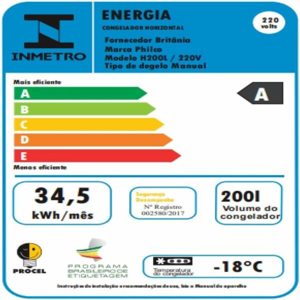 Freezer Horizontal 200 LTS H200L Philco 110v - Imagem 6