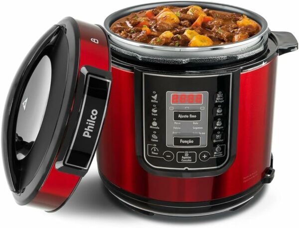 Panela De Pressão Digital 6l Inox Vermelho PPPV 01 127v - Imagem 6