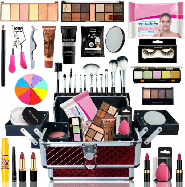 Maleta De Maquiagem Completa Ruby Rose Super Essencial BZ70 (Pele Parda)