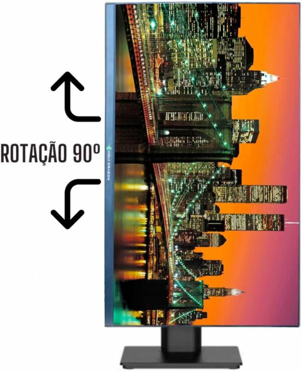 Monitor Holy Dragon 21.5" com Ajuste de Altura e Rotação 90° Pivot HDMI VGA Ultra Fino - Preto - Imagem 9