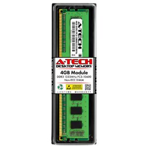 Memória RAM A-Tech DDR3 Desktop 4GB 1333 MHz PC3-10600 2Rx8 1.5 Non-ECC DIMM (Parente), 4GB