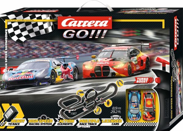 Carrera GO!!! Electric Powered Slot Car Racing Kids Toy Race Track Set 1:43 Scale, DTM High Speed Showdown