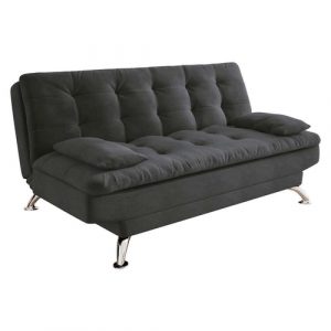 Sofá Cama 3 Lugares Casal Premium Suede Cinza