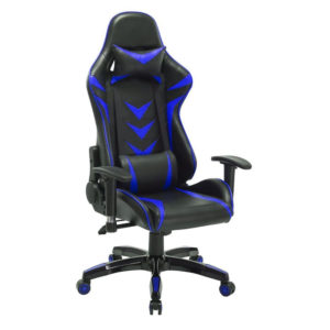 Cadeira Gamer Giratória Reclinável c/ Braço Ajustável Azul e Preta Arena - at.home