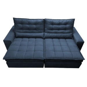 Sofá Retrátil e Cama com Molas Confort Max 2,52 Tecido Suede Azul - Cama InBox