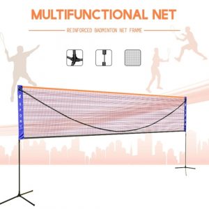 Rede de badminton, tênis e voleibol portátil com suporte 610 cm de largura e altura ajustável quadro com bolsa de transporte
