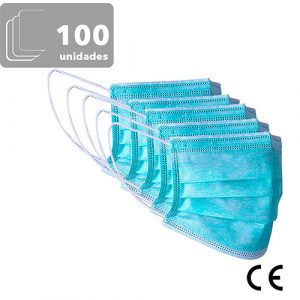 Máscara Descartável Triplas TNT com Elástico e Clip Nasal - 100 Unidades