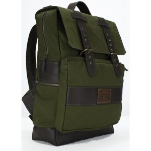 Mochila Executiva Malbec Verde Lona e Couro legítimo Hylberman