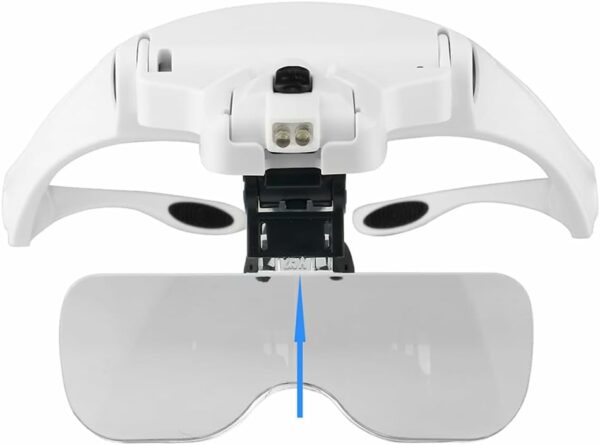 Lupa De Cabeça Profissional Óculos Leitura 2 Leds 5 Lentes Aumento Branco CBRN01385 - Imagem 2