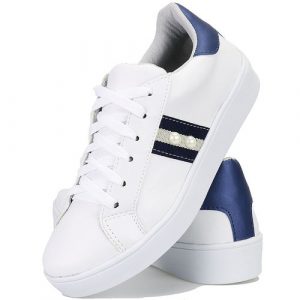 Tenis Florense Casual Listras Branco Perola Feminina