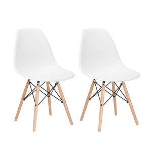 Kit 2 Cadeiras Charles Eames Eiffel DSW Branco Madeira Clara