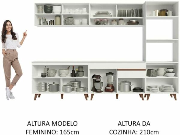 Cozinha Completa Madesa Reims 310002 com Armário e Balcão - Branco - Imagem 2