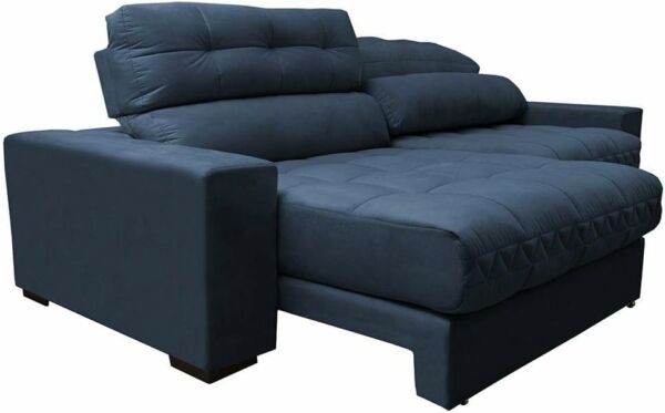 Sofá Retrátil e Cama com Molas Confort Max 2,52 Tecido Suede Azul - Cama InBox - Imagem 7