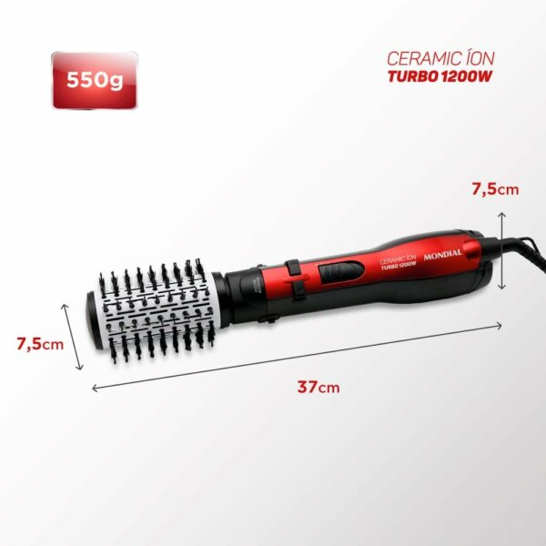 Escova Rotativa Ceramic Íon Turbo, Mondial, Vermelho/Preto, 1200W, 110V - ER-09 - Imagem 3
