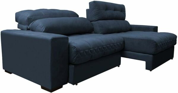 Sofá Retrátil e Cama com Molas Confort Max 2,52 Tecido Suede Azul - Cama InBox - Imagem 3