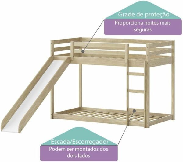 Beliche Montessoriano Prime Escorregador e Telhado II Natural - Casatema - Imagem 5