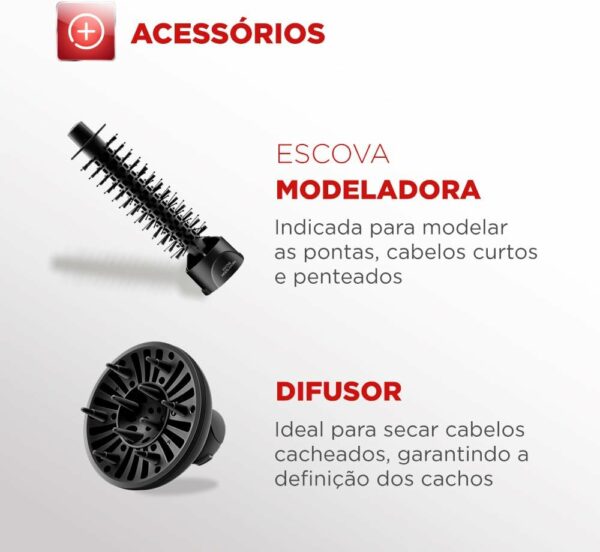 Escova Rotativa Ceramic Íon Turbo, Mondial, Vermelho/Preto, 1200W, 110V - ER-09 - Imagem 4