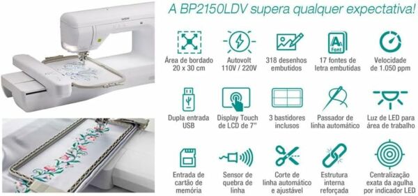 Maquina Brother BP 2150 Bordados Eletronica - Imagem 6