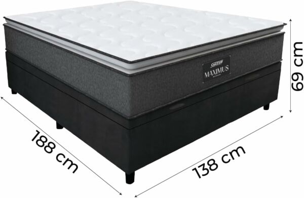 Cama Box Bau Casal Preto + Colchão Molas Ensacadas 1,38 X 1,88 - Imagem 3