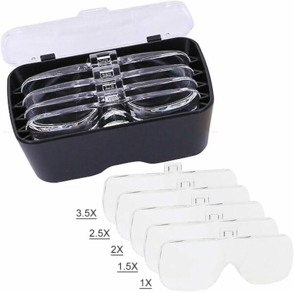 Lupa De Cabeça Profissional Óculos Leitura 2 Leds 5 Lentes Aumento Branco CBRN01385 - Imagem 3