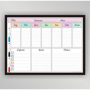 Quadro Planejamento Mensal - Mod03 - Planner - Com Moldura