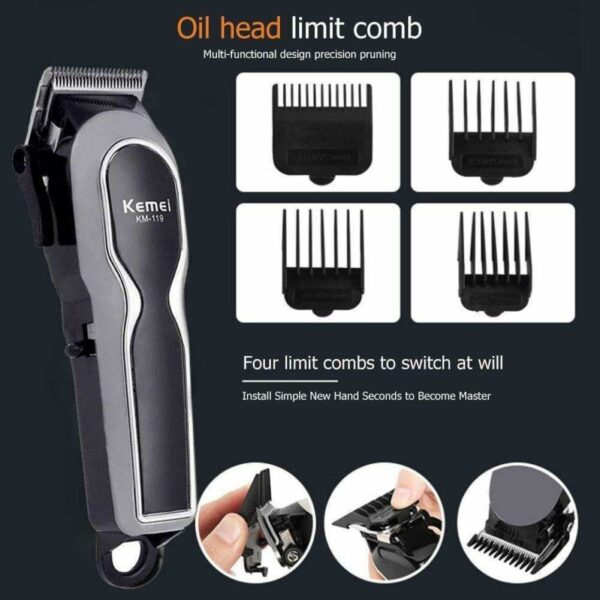 Maquina De Corte Cabelo Profissional 15w Kemei Km-119 Sem Fio Bivolt - Imagem 5