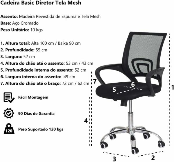 Cadeira De Escritório Pelegrin Pel-CR11 Preta - Imagem 4