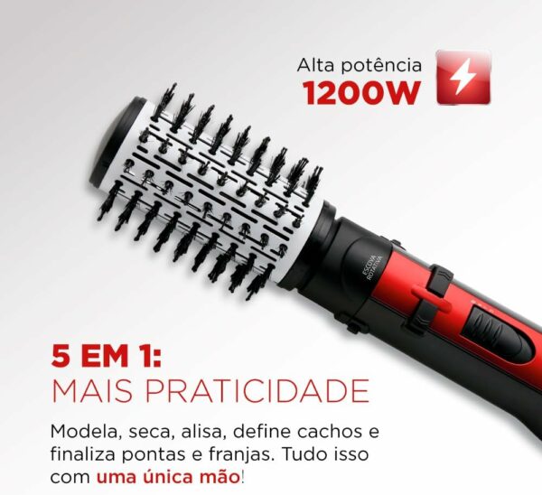 Escova Rotativa Ceramic Íon Turbo, Mondial, Vermelho/Preto, 1200W, 110V - ER-09 - Imagem 6