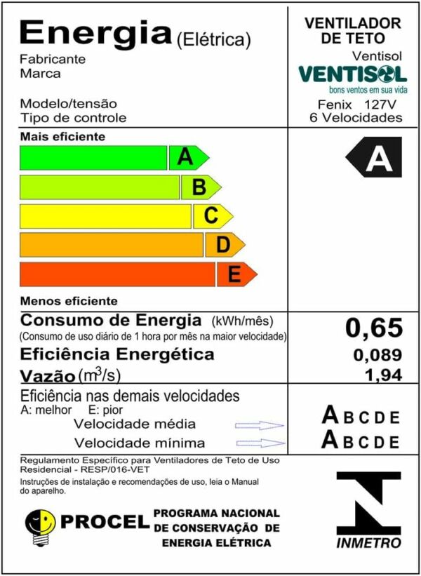 Ventilador de Teto Ventisol Fenix Premium Branco 3 velocidades com Controle Remoto - 110V - Imagem 4