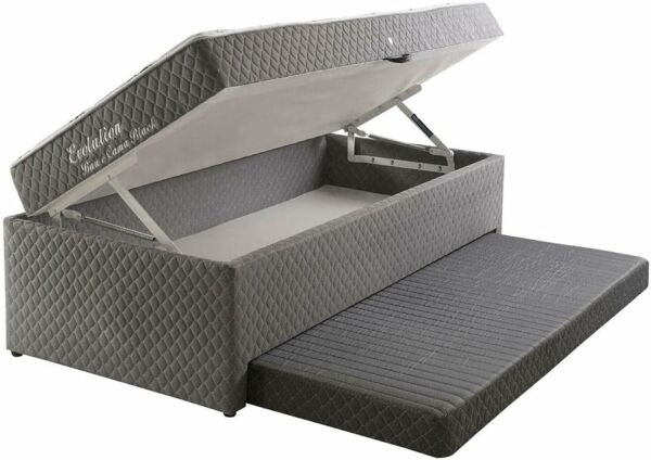 Cama Box Solteiro Conjugado Herval Mh 1443 Evolution 88x188x63 Cm Com Baú E Cama Auxiliar - Black - Imagem 5