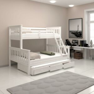 Treliche Com Gavetas Cama Casal Solteiro De Madeira Flex Exclusivo Totalità Branco