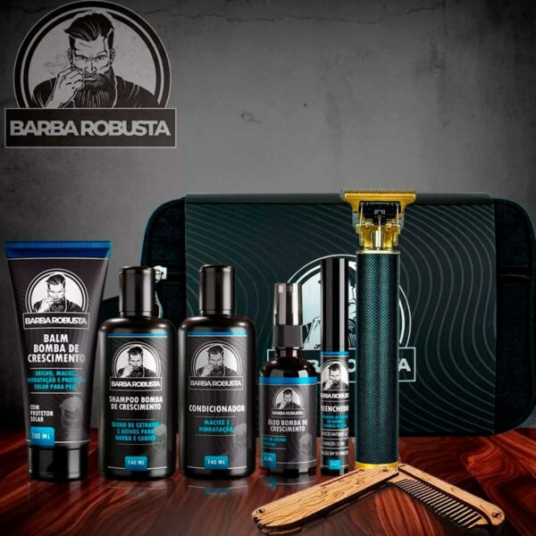 Kit Barba Robusta Completo Preenchedor Maquina Desenha Barba - Imagem 8