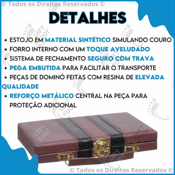 Jogo De Dominó Profissional Osso 28 Peças Maleta De Couro - Imagem 6