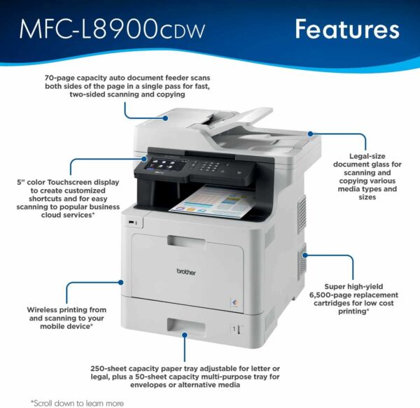 Multifuncional LASER Colorida Brother MFCL8900CDW - Imagem 7