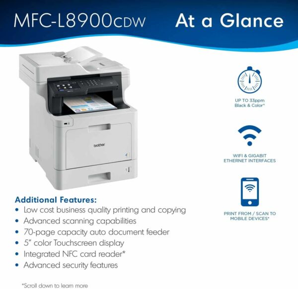 Multifuncional LASER Colorida Brother MFCL8900CDW - Imagem 9