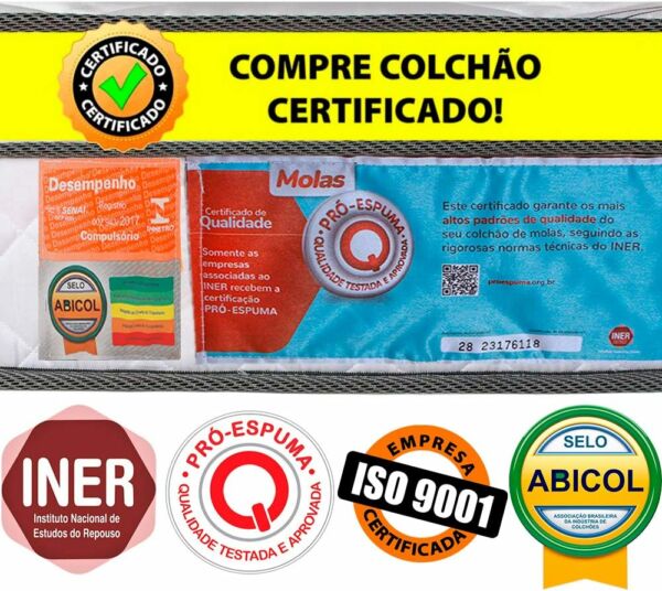 Cama Box Solteiro Colchão Molas Ensacadas Com Pillow e Box Colchão Bicama Espuma Bf Colchões 88x188x58cm - Imagem 5