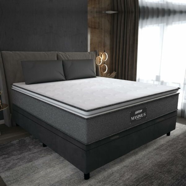 Cama Box Bau Casal Preto + Colchão Molas Ensacadas 1,38 X 1,88 - Imagem 6