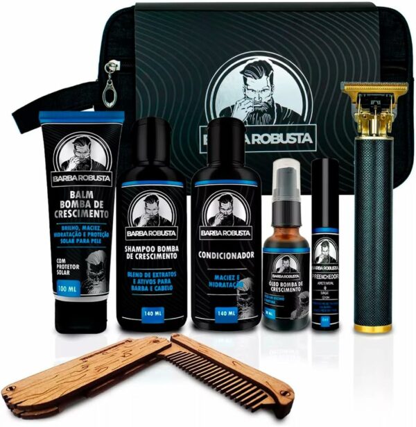 Kit Barba Robusta Completo Preenchedor Maquina Desenha Barba