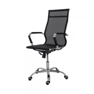 Cadeira Presidente Em Tela Mesh Pel-7010h Preta Design Charles Eames