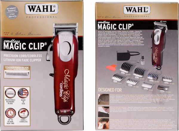 Máquina corte de cabelo Wahl Clipper - Magic Clip Cordless Wahl, 08148-048, Vermelha - Imagem 4