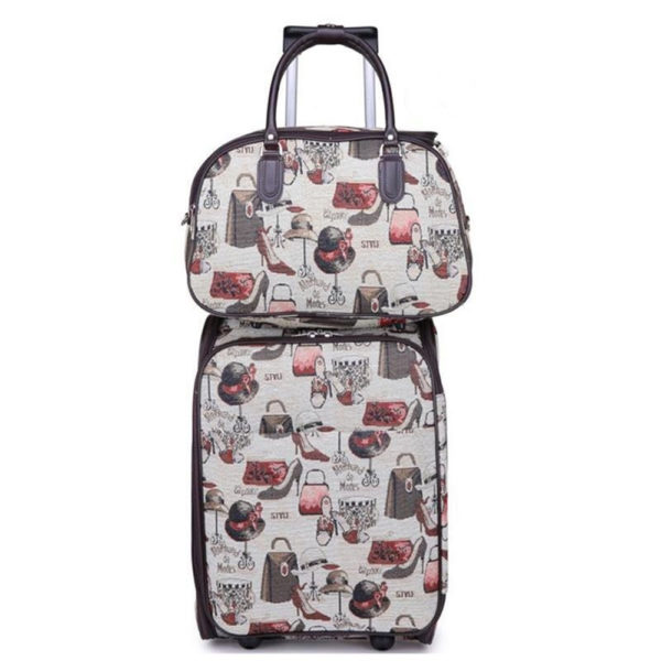 Kit Conjunto de 2 Malas de Viagem Flor com Cadeado e Haste Flexivel