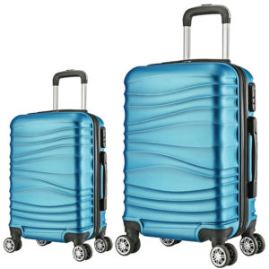 Kit Mala de Viagem 2 Peças Bordo e M - C/ 4 Rodinhas 360º Azul