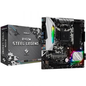 Placa Mãe AM4/USB 3.1/Type-C/Displayport, HDMI, ASRock, B450M Steel Legend