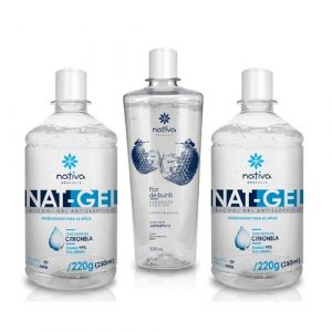 Álcool em Gel Higienizador de Mãos com Extrato de Citronela 2x250ml e Sabonete Líquido Antibactericida 500ml