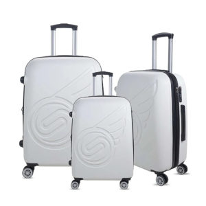 Kit 3 Malas Viagem P M G 360 Fibra Abs Santino Otranto Branca